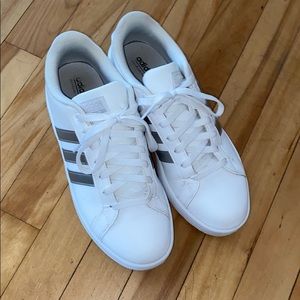 White and Silver Adidas Cloudfoam Sneakers